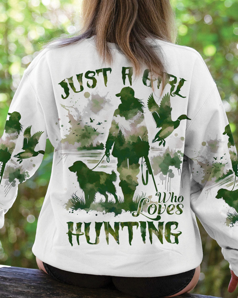 BLISSCORNERS JUST A GIRL WHO LOVES HUNTING ALL OVER PRINT