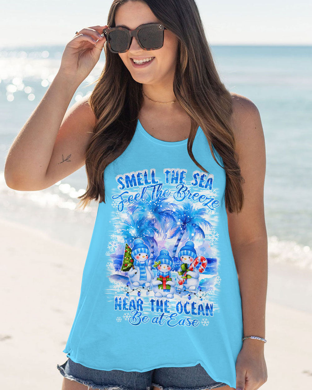 BLISSCORNERS SMELL THE SEA FEEL THE BREEZE SNOWMAN CHRISTMAS ALL OVER PRINT