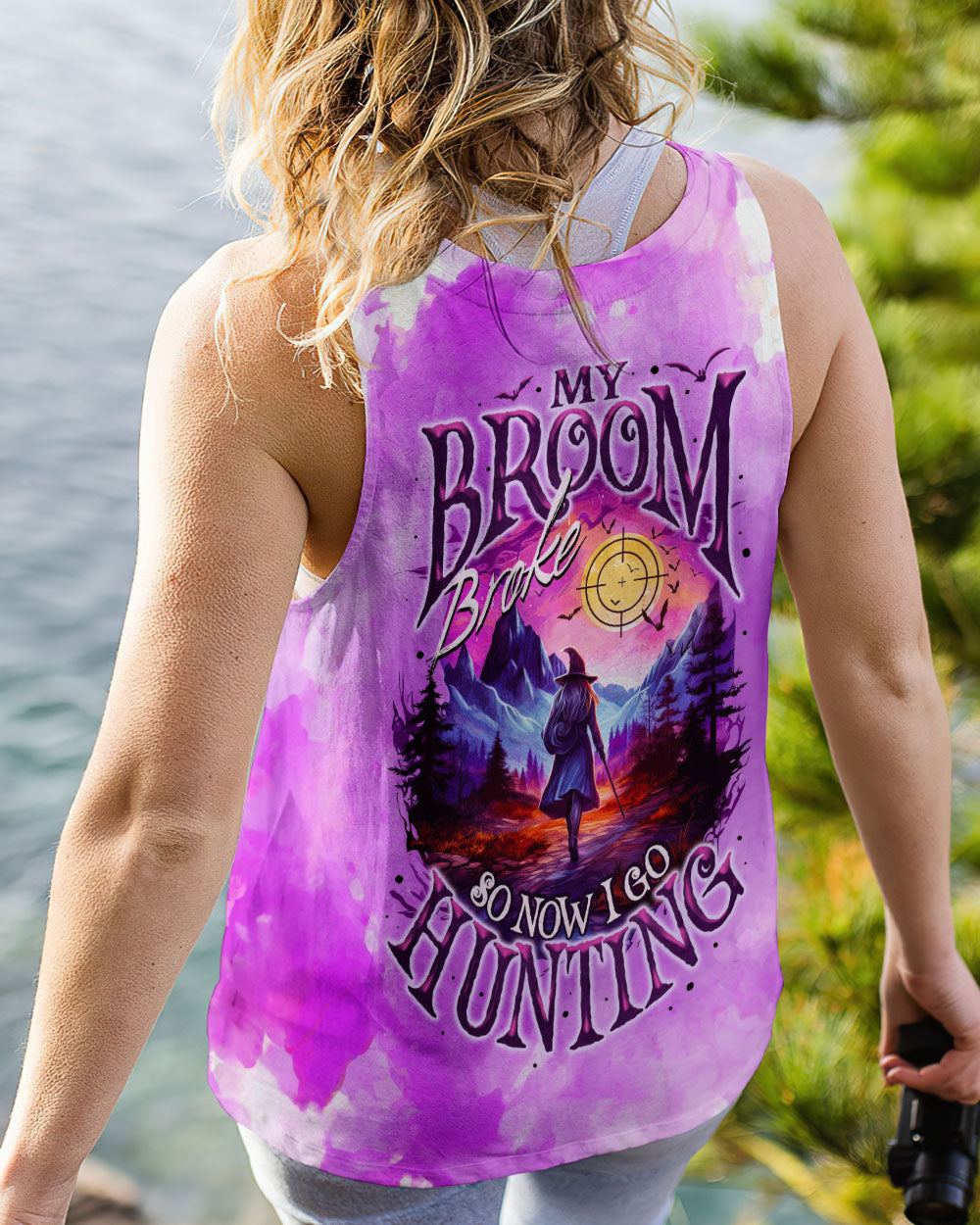 BLISSCORNERS MY BROOM BROKE SO NOW HALLOWEEN HUNTING ALL OVER PRINT