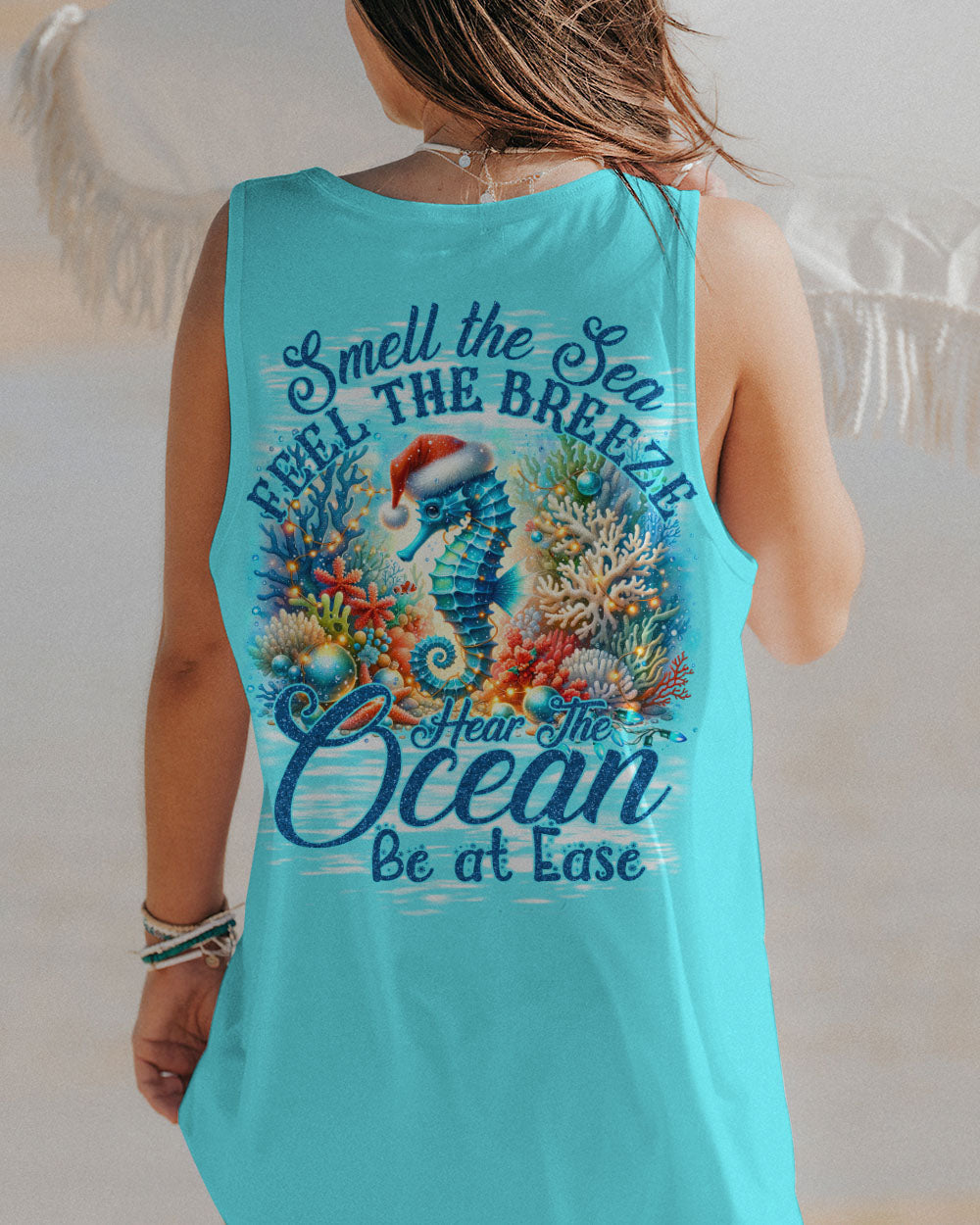 BLISSCORNERS SMELL THE SEA FEEL THE BREEZE SEAHORSE CHRISTMAS ALL OVER PRINT