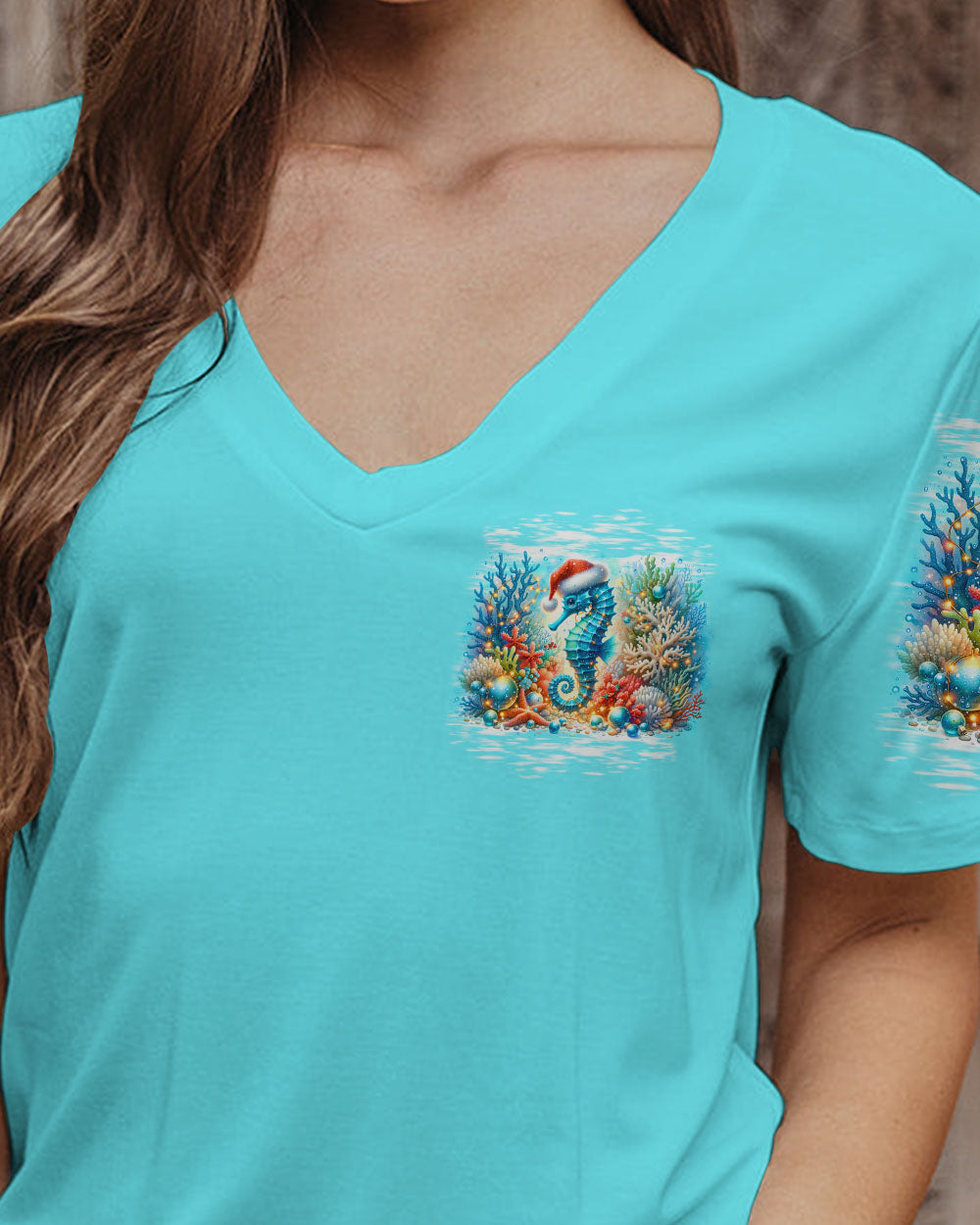 BLISSCORNERS SMELL THE SEA FEEL THE BREEZE SEAHORSE CHRISTMAS ALL OVER PRINT