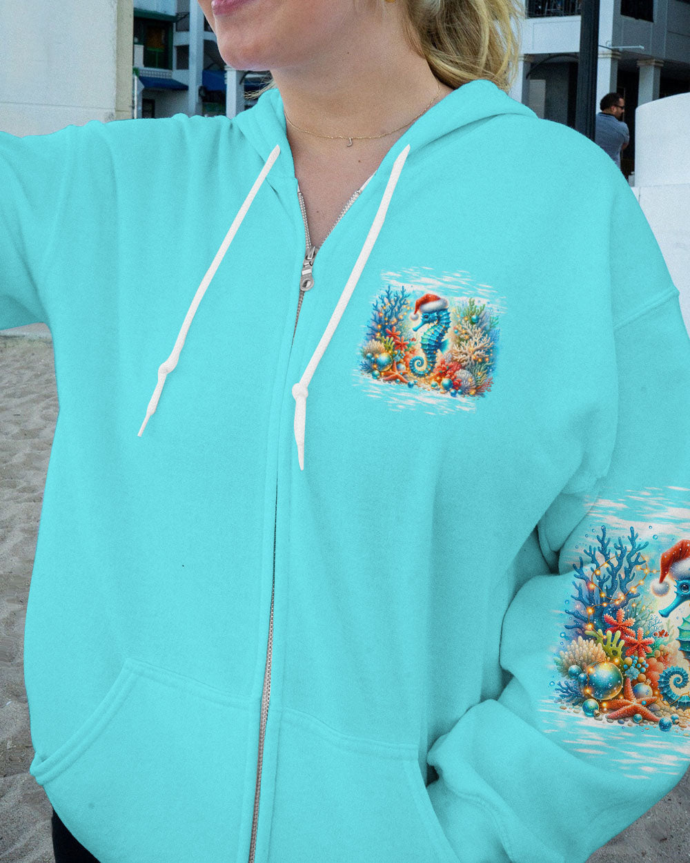 BLISSCORNERS SMELL THE SEA FEEL THE BREEZE SEAHORSE CHRISTMAS ALL OVER PRINT