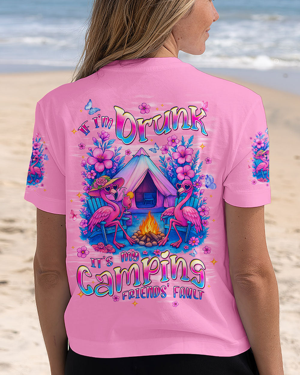 BLISSCORNERS IF I'M DRUNK FLAMINGO CAMPING ALL OVER PRINT