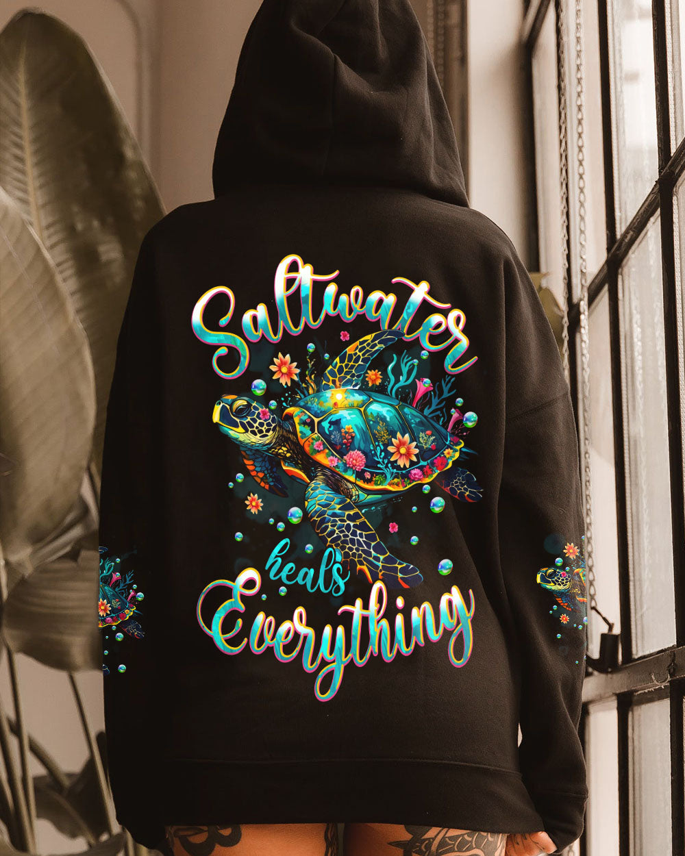 BLISSCORNERS SALTWATER HEALS EVERYTHING TURTLE ALL OVER PRINT