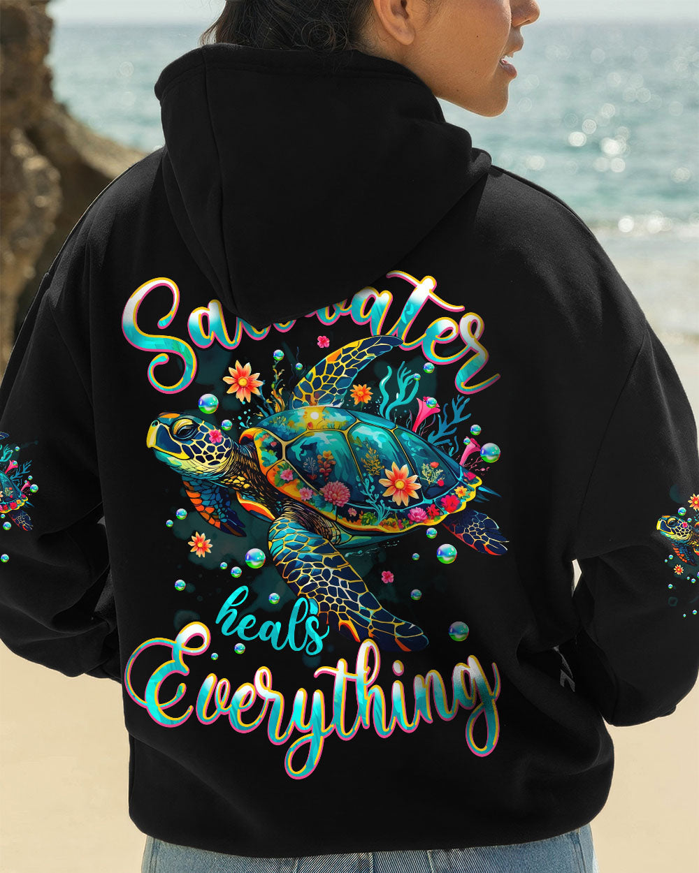 BLISSCORNERS SALTWATER HEALS EVERYTHING TURTLE ALL OVER PRINT