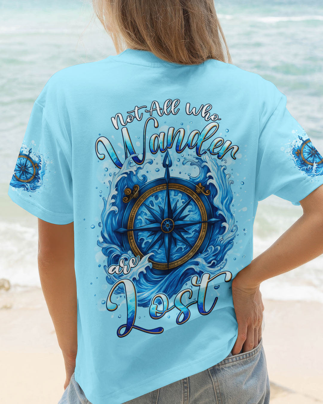 BLISSCORNERS NOT ALL WHO WANDER ARE LOST COMPASS ALL OVER PRINT