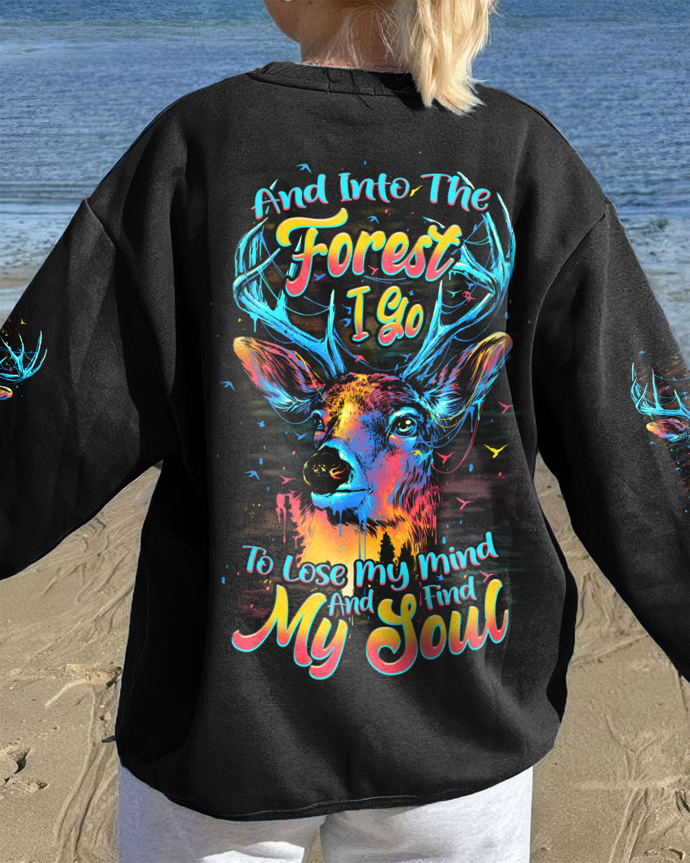 BLISSCORNERS AND INTO THE FOREST I GO DEER ALL OVER PRINT