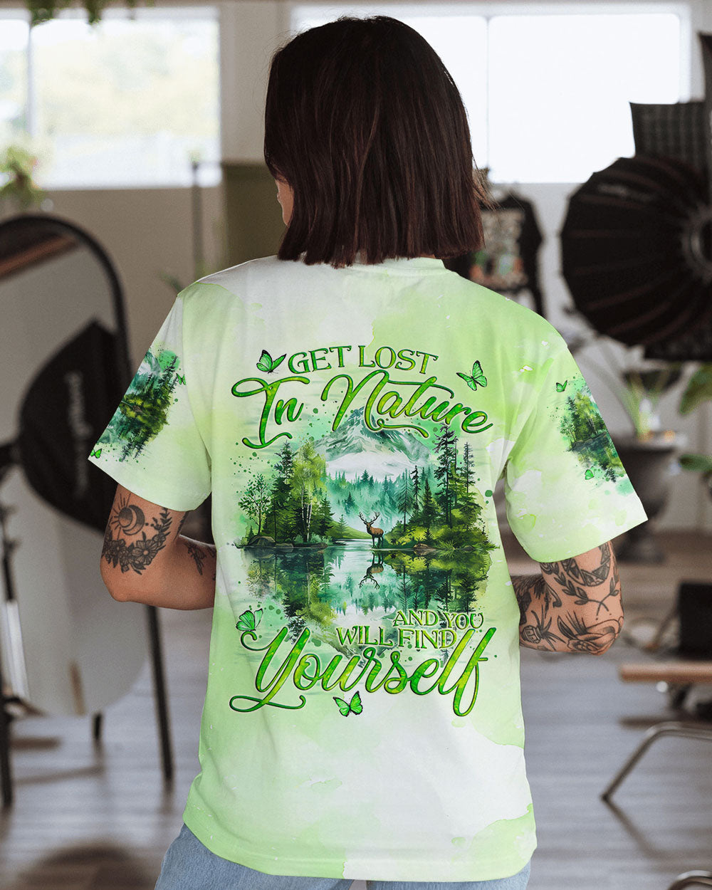BLISSCORNERS GET LOST IN NATURE AND FIND YOURSELF COMPASS ALL OVER PRINT