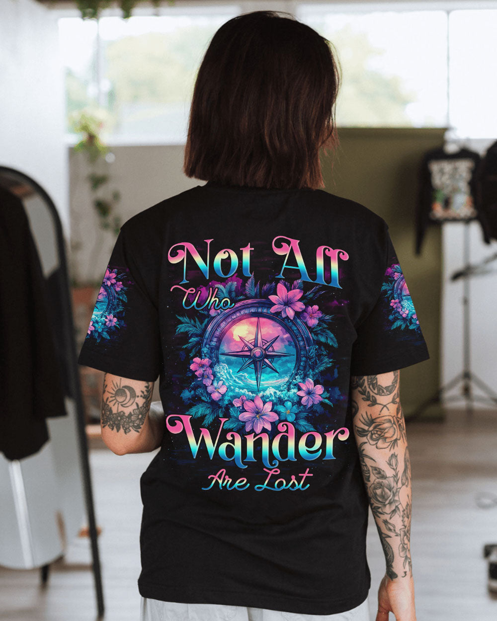BLISSCORNERS NOT ALL WHO WANDER ARE LOST COMPASS ALL OVER PRINT