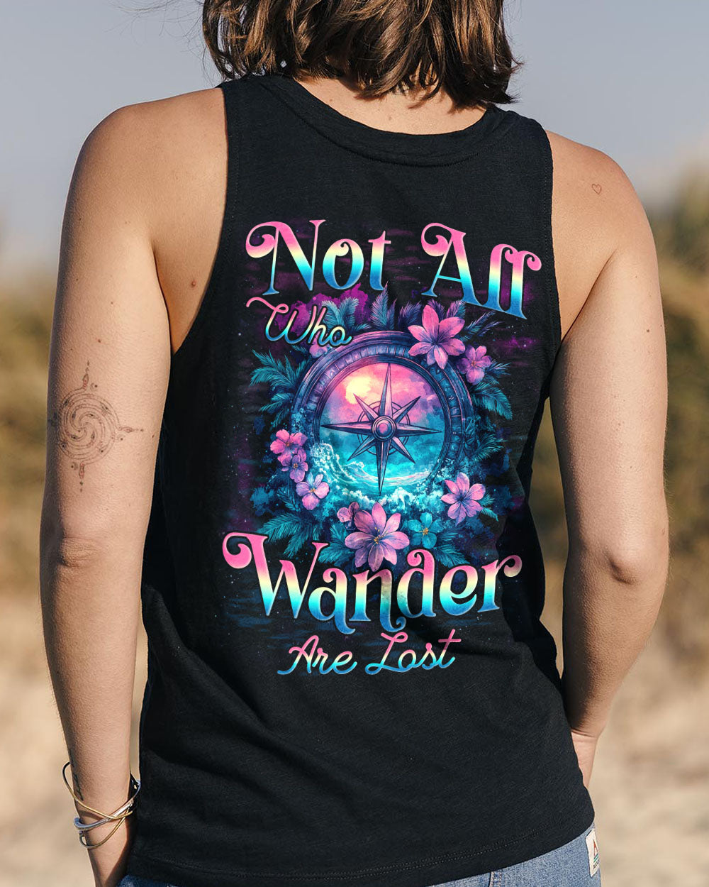BLISSCORNERS NOT ALL WHO WANDER ARE LOST COMPASS ALL OVER PRINT