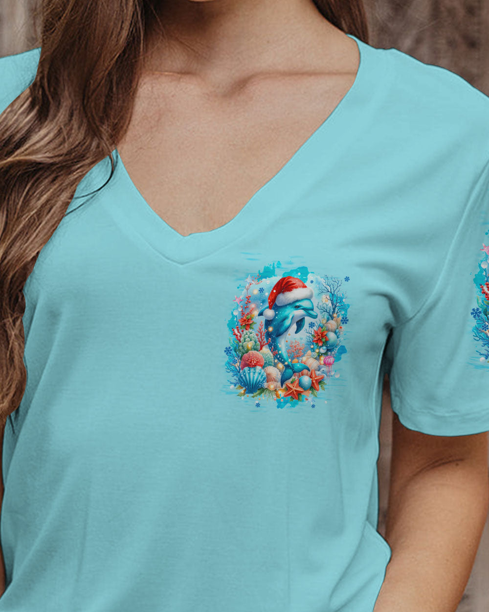 BLISSCORNERS SMELL THE SEA FEEL THE BREEZE DOLPHIN CHRISTMAS ALL OVER PRINT
