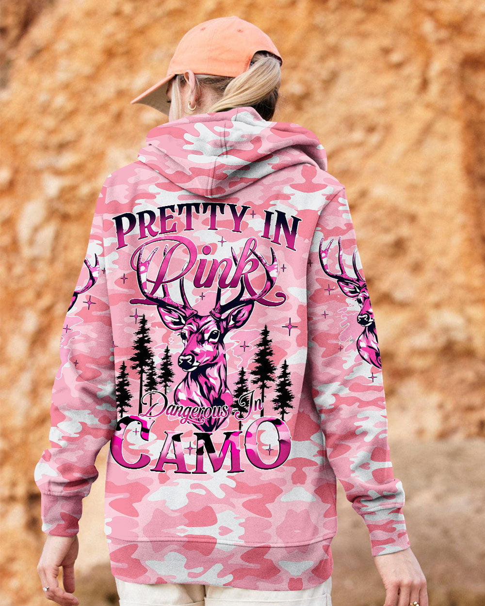 BLISSCORNERS PRETTY IN PINK DEER HUNTING ALL OVER PRINT