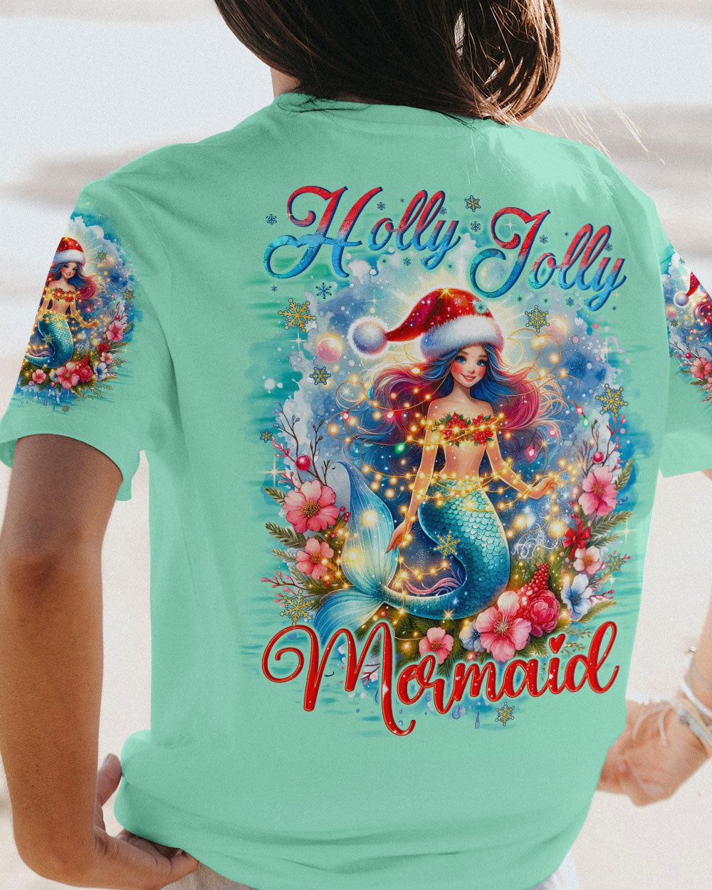 BLISSCORNERS HOLLY JOLLY MERMAID CHRISTMAS ALL OVER PRINT