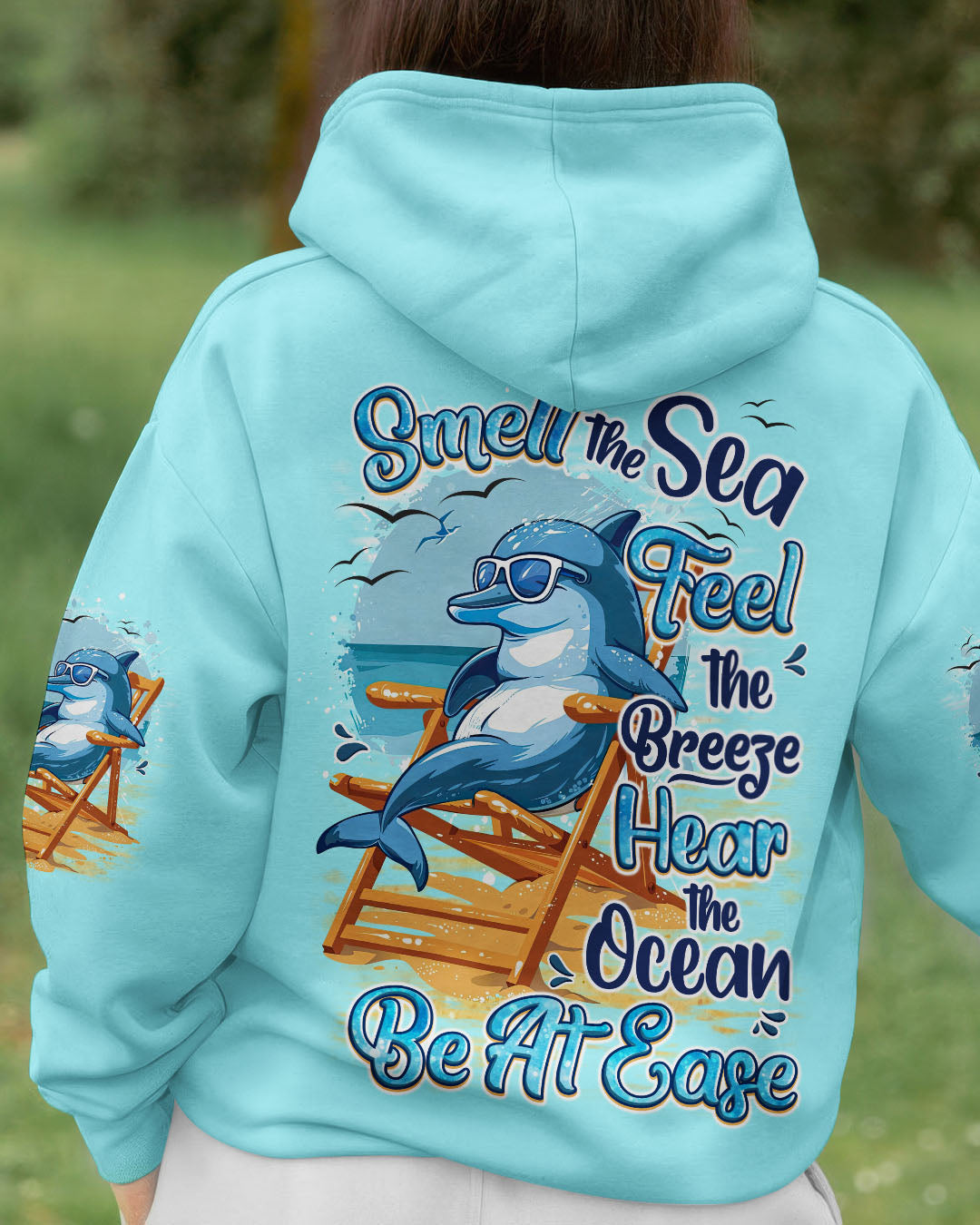 BLISSCORNERS SMELL THE SEA FEEL THE BREEZE DOLPHIN ALL OVER PRINT