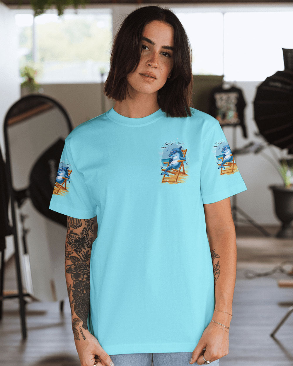BLISSCORNERS SMELL THE SEA FEEL THE BREEZE DOLPHIN ALL OVER PRINT