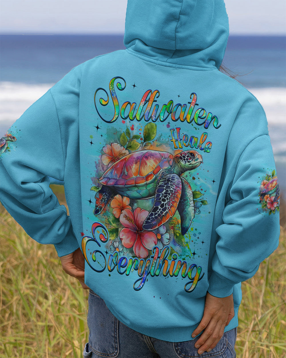 BLISSCORNERS SALTWATER HEALS EVERYTHING TURTLE ALL OVER PRINT