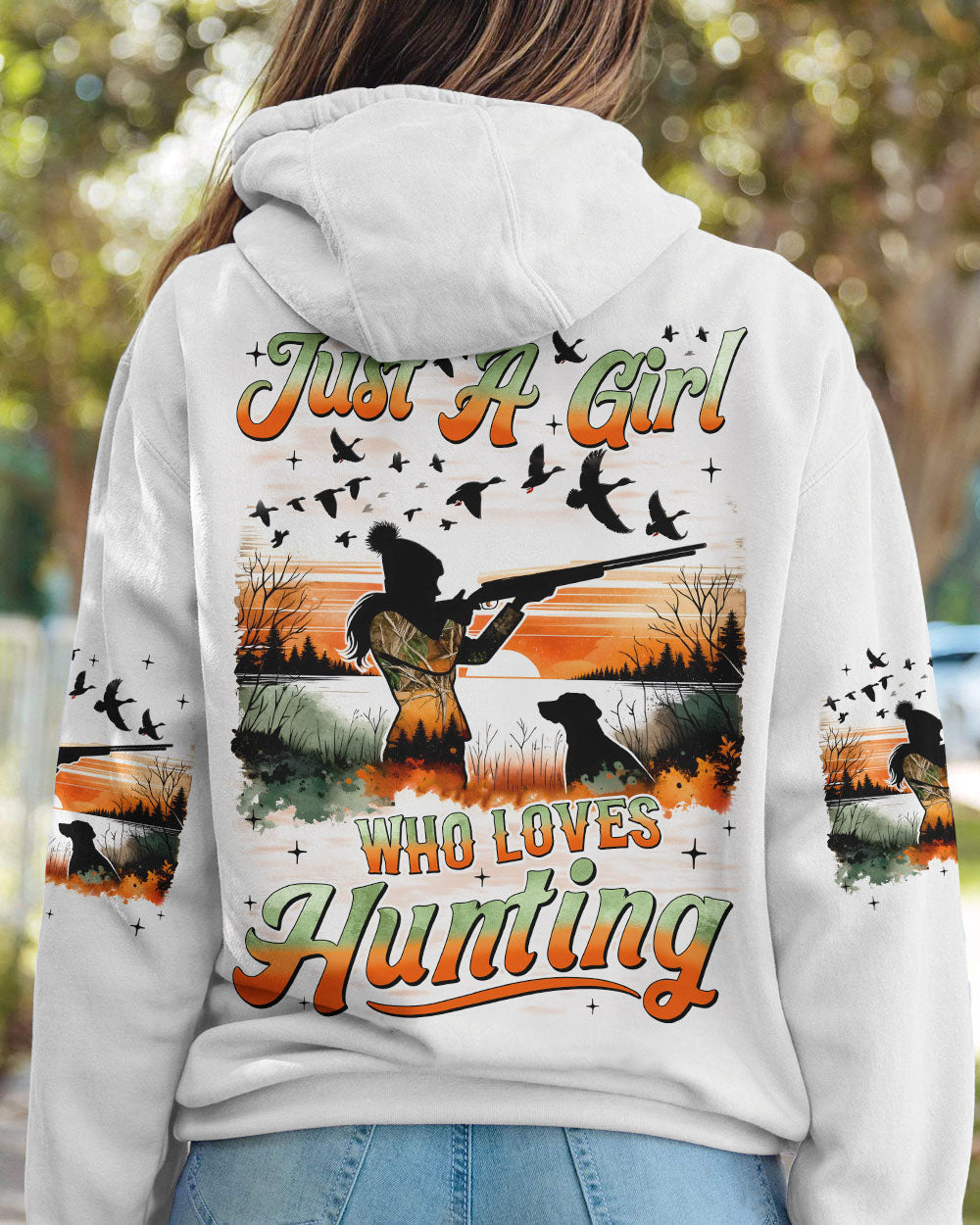 BLISSCORNERS JUST A GIRL WHO LOVES HUNTING ALL OVER PRINT