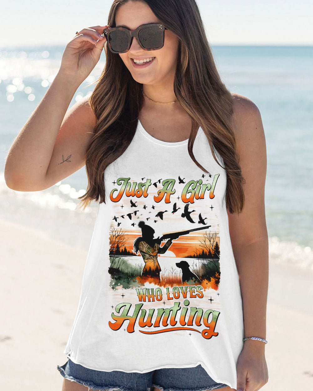 BLISSCORNERS JUST A GIRL WHO LOVES HUNTING ALL OVER PRINT