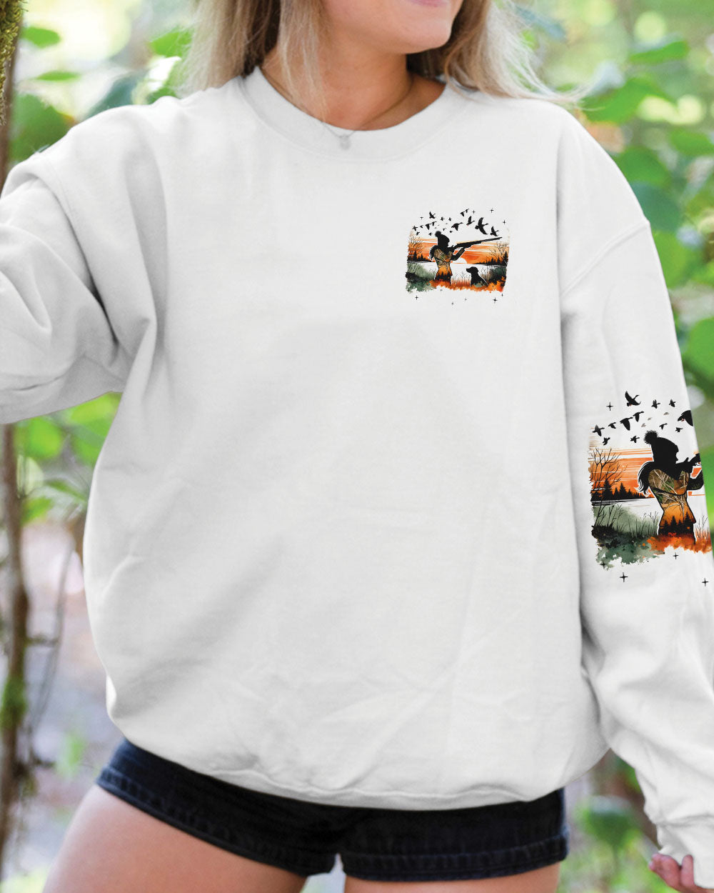 BLISSCORNERS JUST A GIRL WHO LOVES HUNTING ALL OVER PRINT