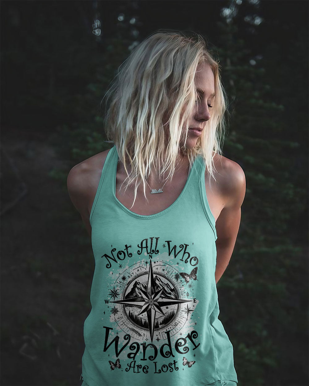 BLISSCORNERS NOT ALL WHO WANDER ARE LOST COMPASS ALL OVER PRINT