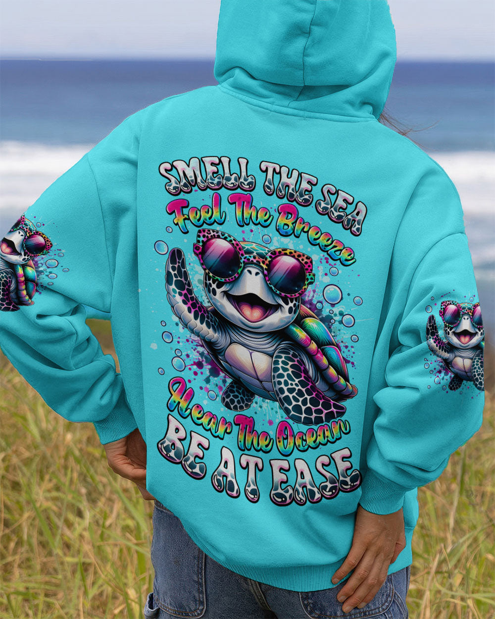 BLISSCORNERS SMELL THE SEA FEEL THE BREEZE TURTLE ALL OVER PRINT