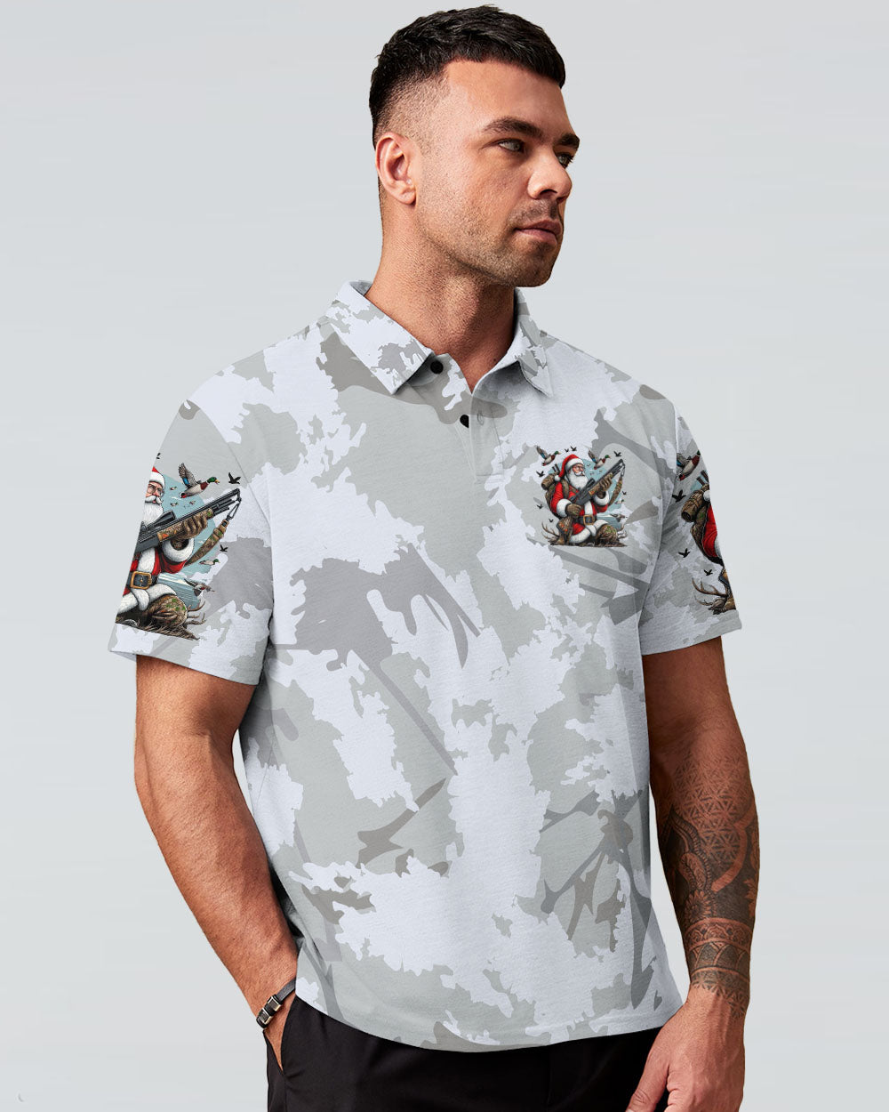 BLISSCORNERS HE'S HUNTING DUCKS SANTA CHRISTMAS ALL OVER PRINT