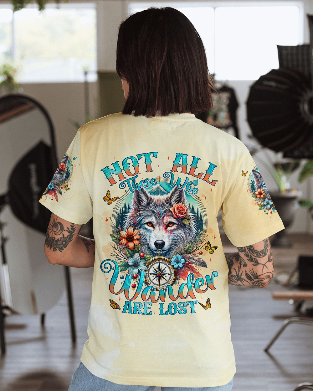 BLISSCORNERS NOT ALL THOSE WHO WANDER ARE LOST WOLF ALL OVER PRINT