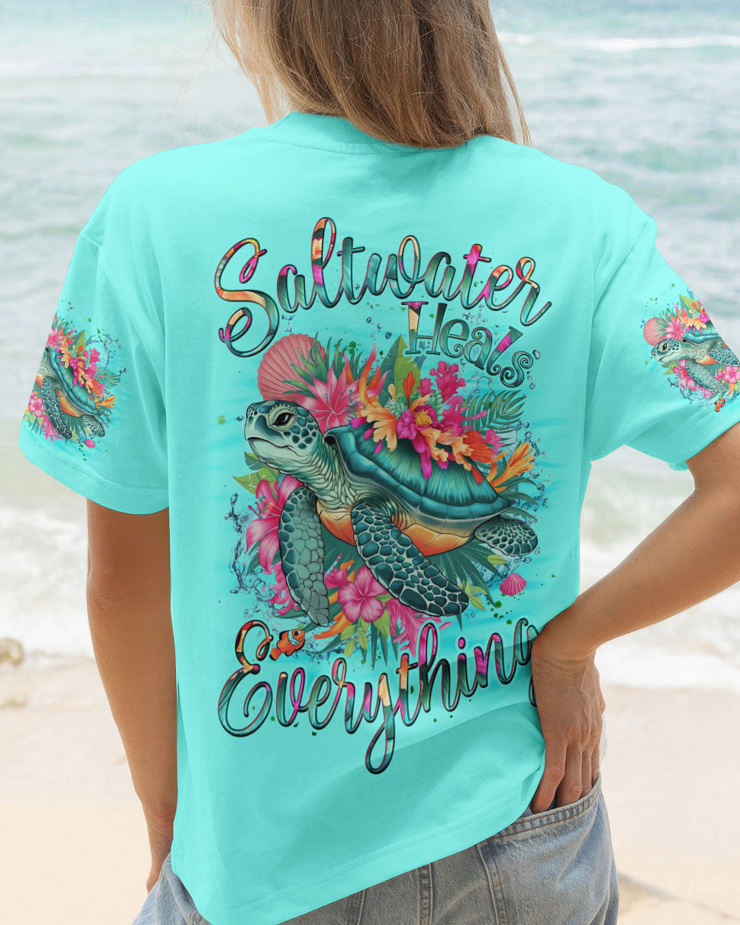BLISSCORNERS SALTWATER HEALS EVERYTHING TURTLE ALL OVER PRINT