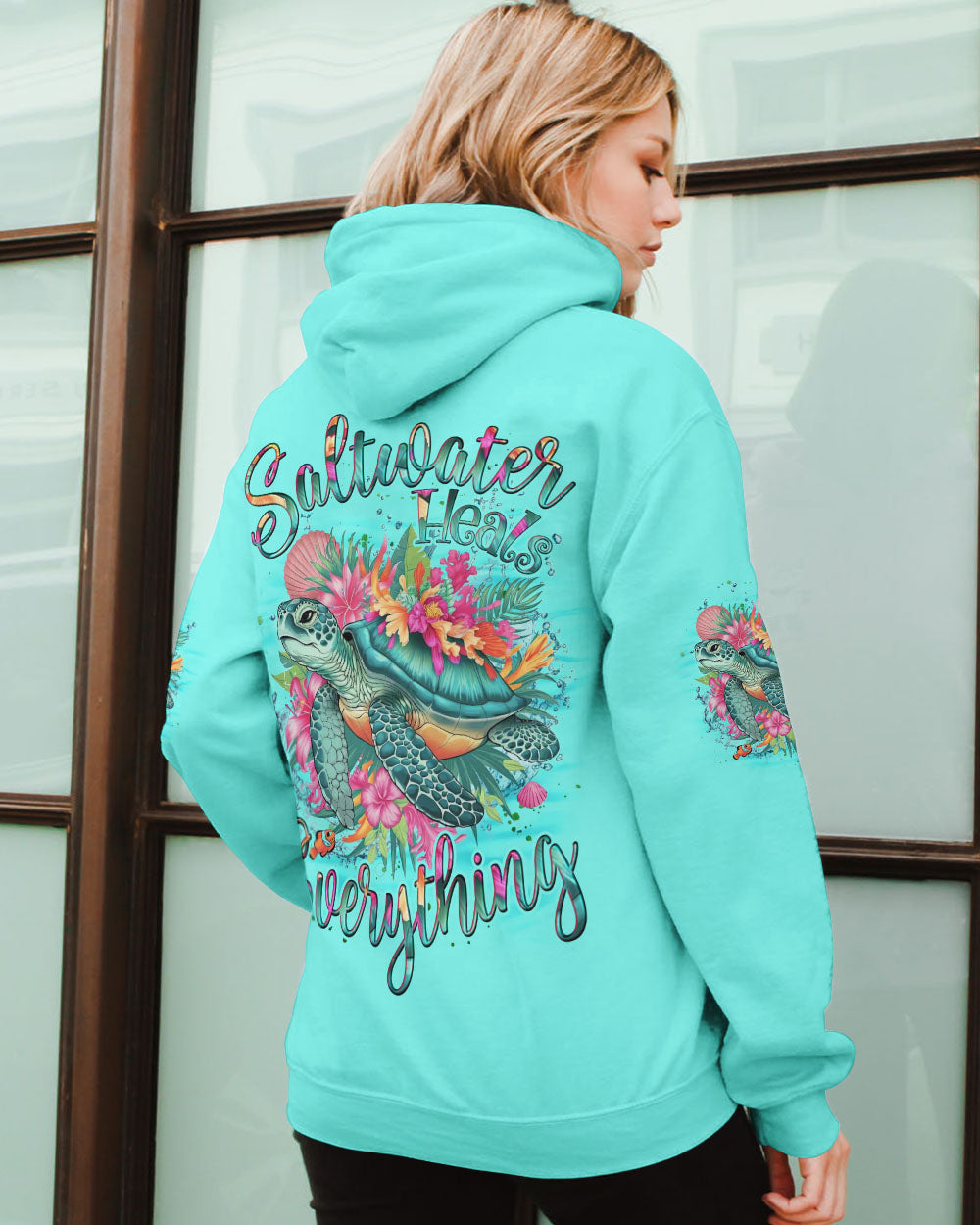 BLISSCORNERS SALTWATER HEALS EVERYTHING TURTLE ALL OVER PRINT