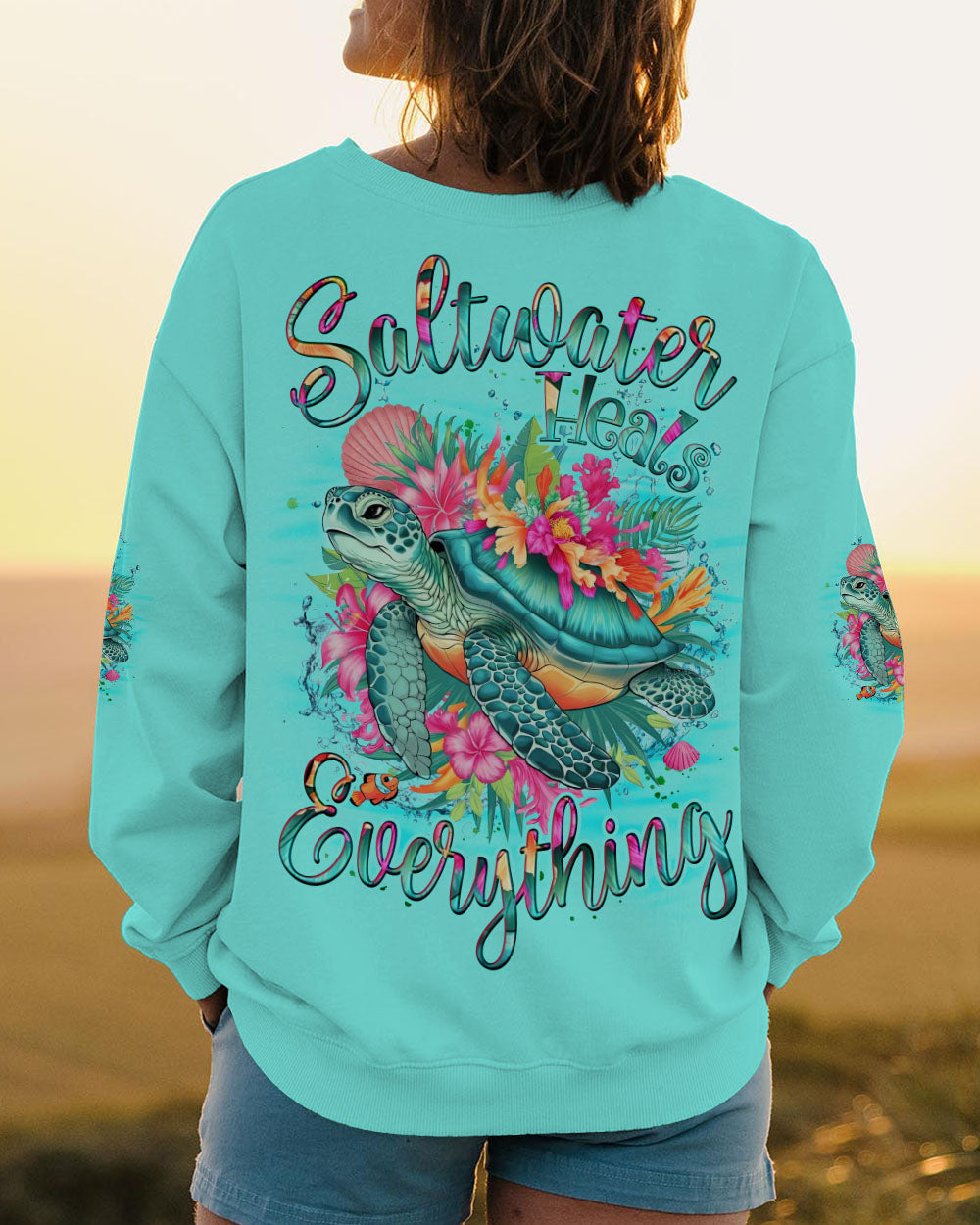 BLISSCORNERS SALTWATER HEALS EVERYTHING TURTLE ALL OVER PRINT