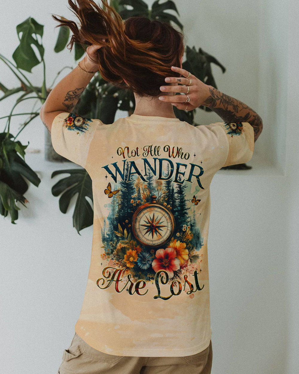 BLISSCORNERS NOT ALL WHO WANDER ARE LOST COMPASS ALL OVER PRINT
