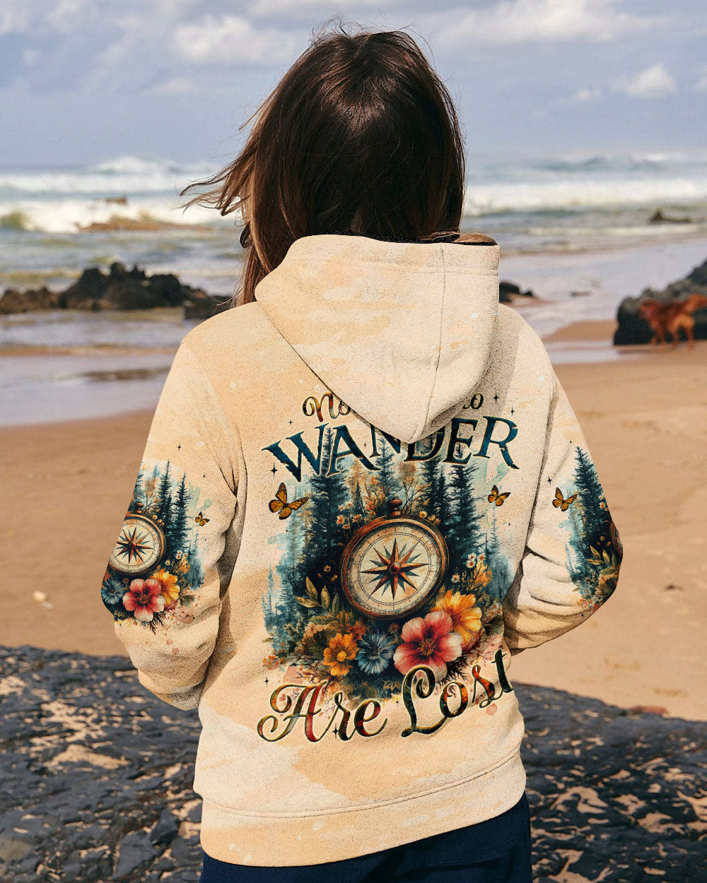 BLISSCORNERS NOT ALL WHO WANDER ARE LOST COMPASS ALL OVER PRINT