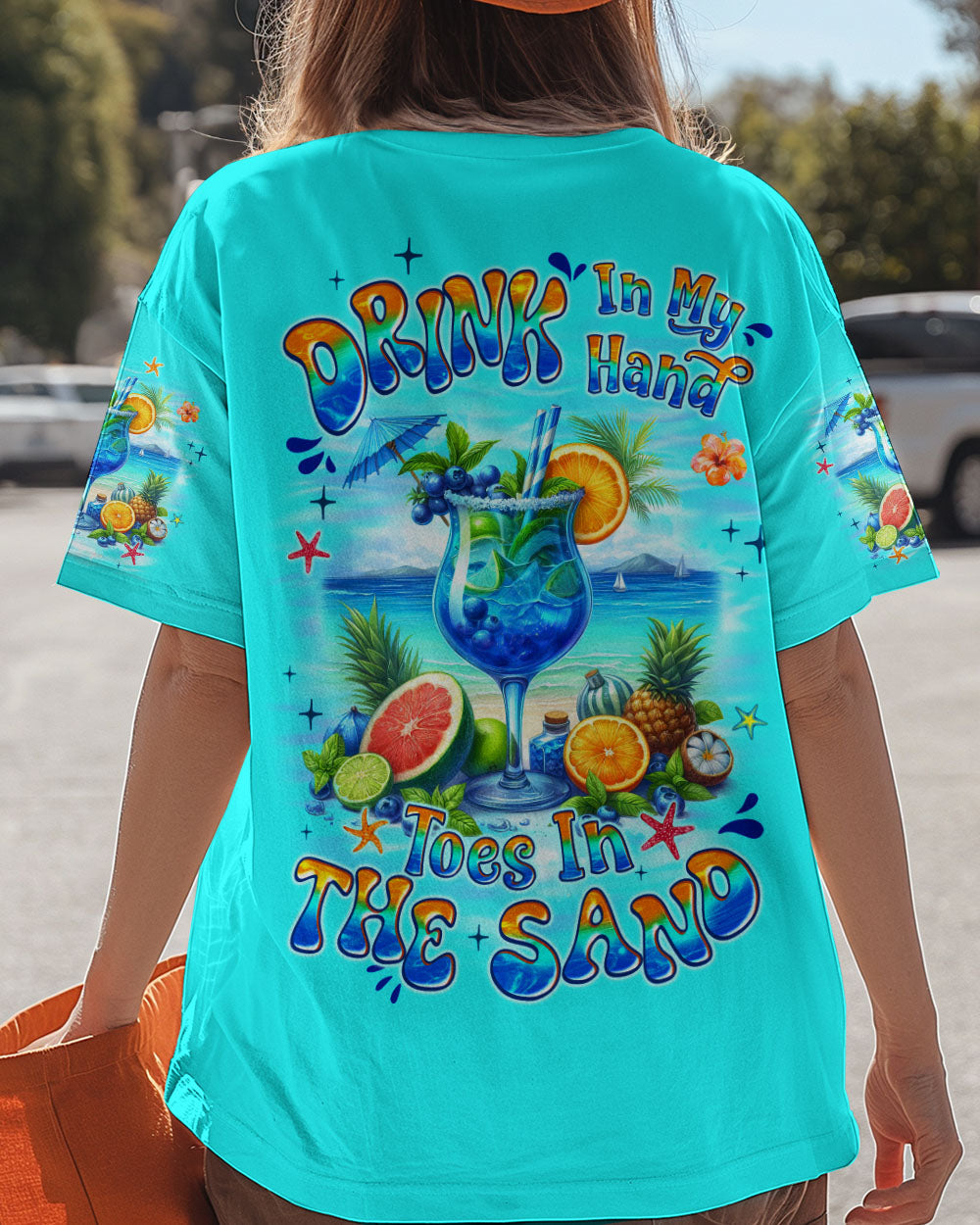 BLISSCORNERS DRINK IN MY HAND TOES IN THE SAND ALL OVER PRINT