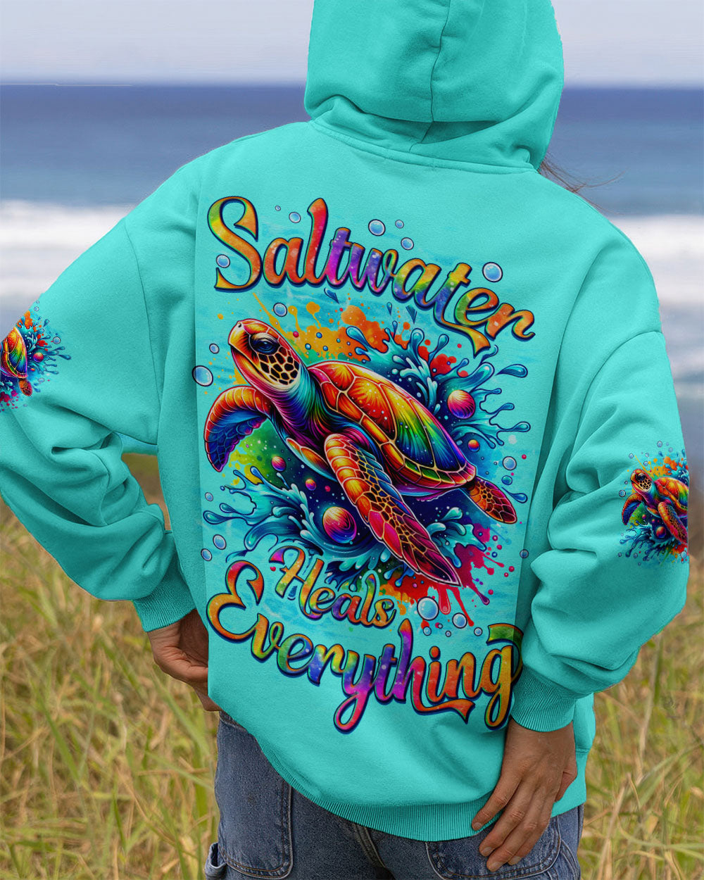 BLISSCORNERS SALTWATER HEALS EVERYTHING TURTLE ALL OVER PRINT