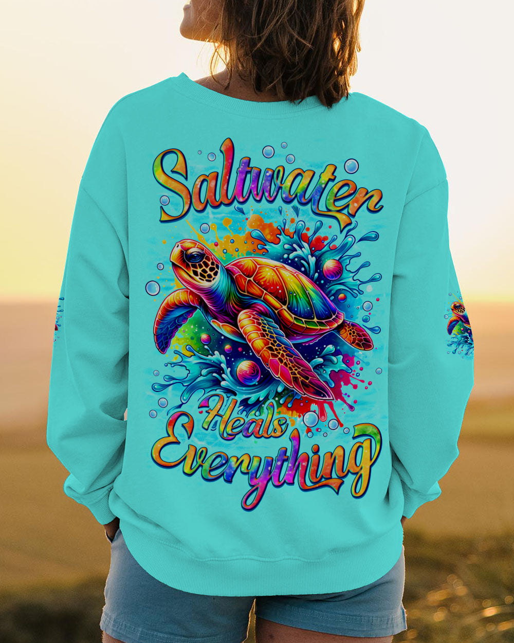 BLISSCORNERS SALTWATER HEALS EVERYTHING TURTLE ALL OVER PRINT