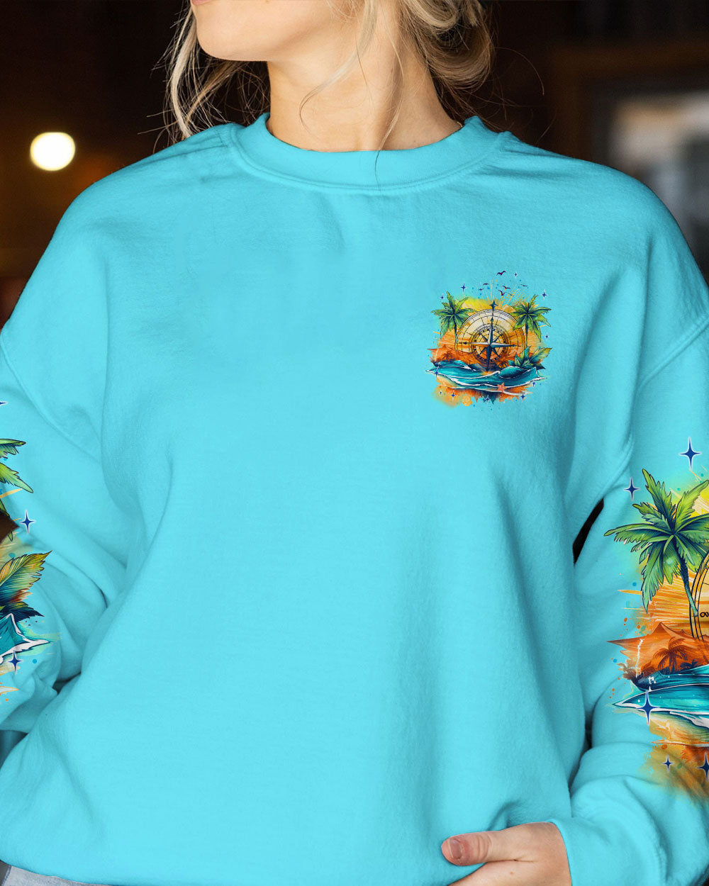 BLISSCORNERS LET THE WAVES CARRY YOU COMPASS ALL OVER PRINT