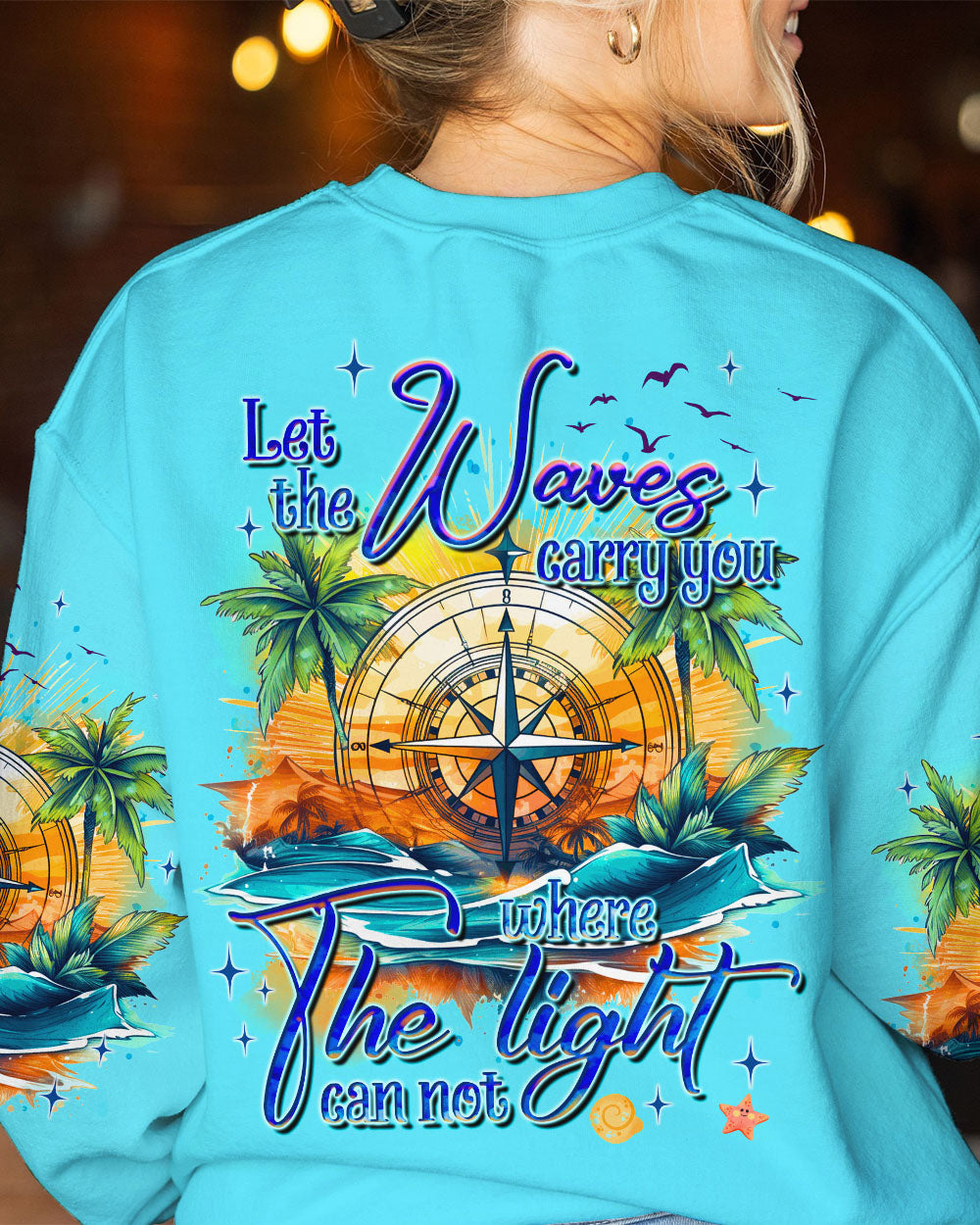BLISSCORNERS LET THE WAVES CARRY YOU COMPASS ALL OVER PRINT