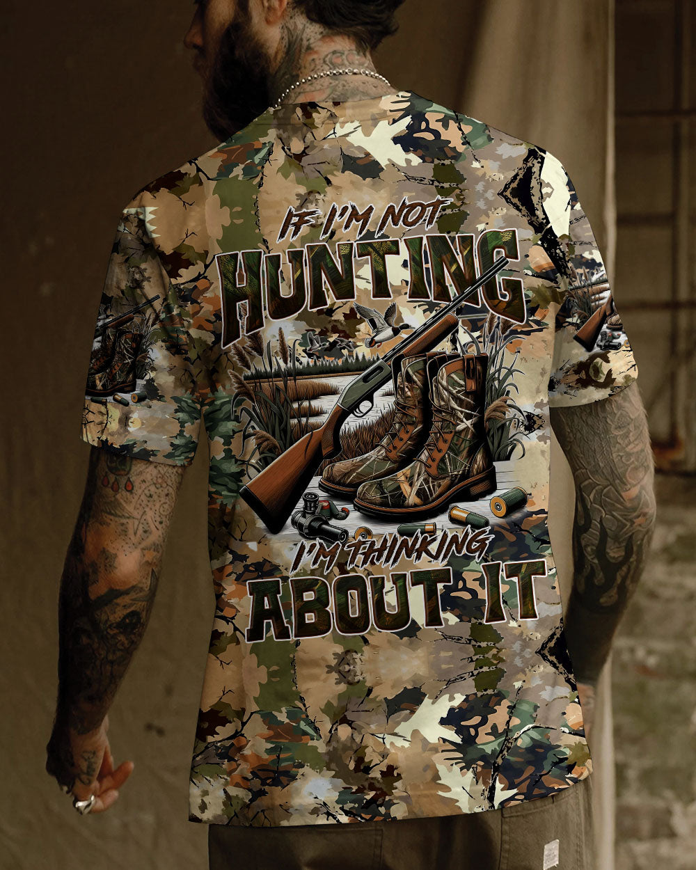 BLISSCORNERS IF I'M NOT HUNTING I'M THINKING ABOUT IT ALL OVER PRINT