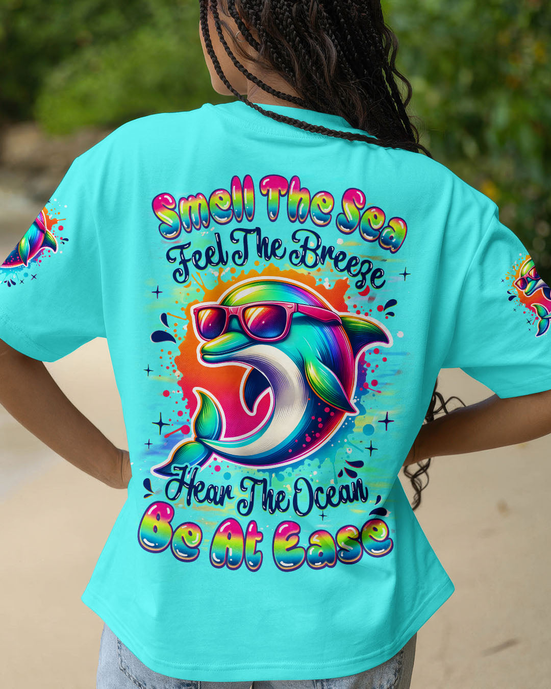 BLISSCORNERS SMELL THE SEA FEEL THE BREEZE DOLPHIN ALL OVER PRINT