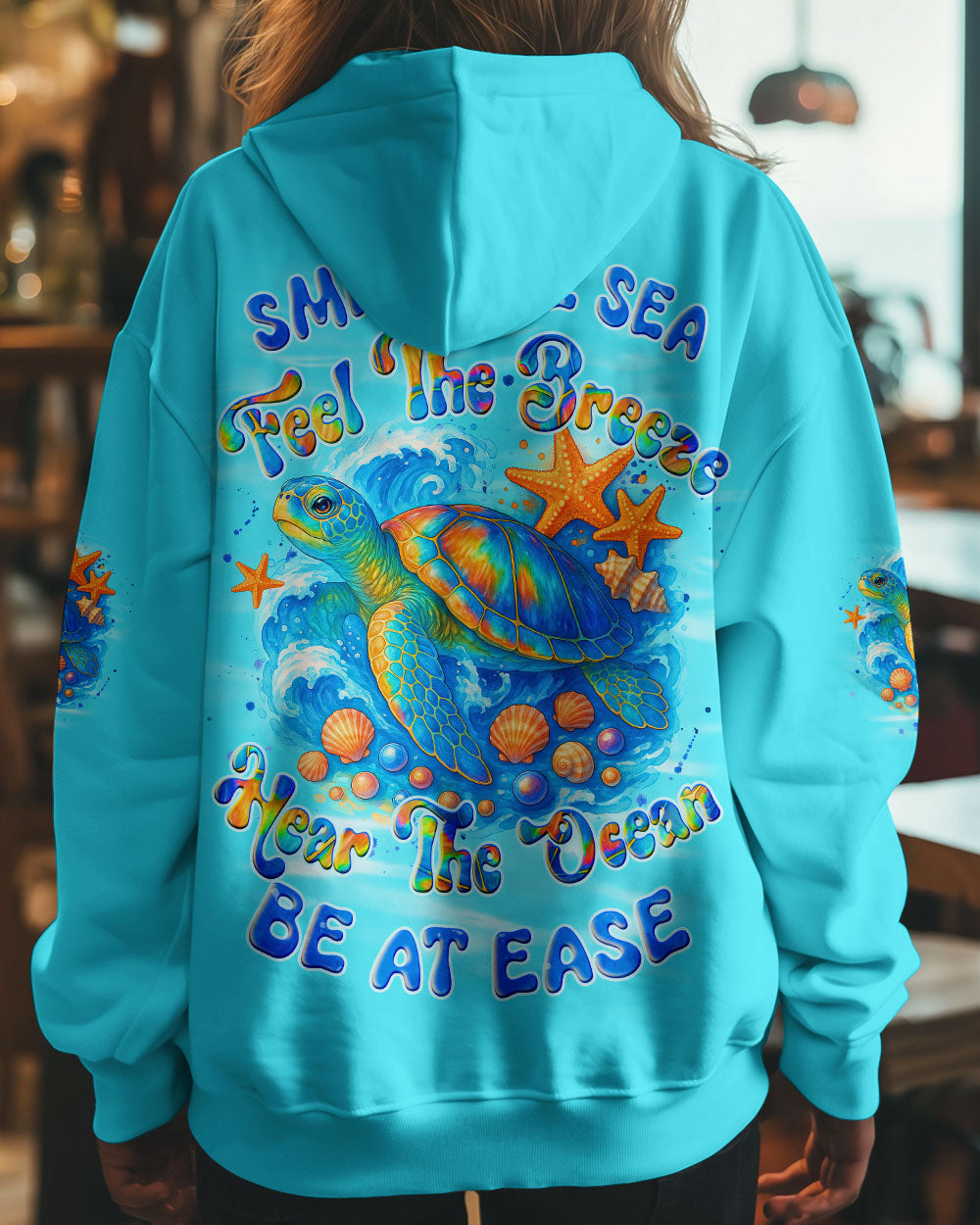 BLISSCORNERS SMELL THE SEA FEEL THE BREEZE TURTLE ALL OVER PRINT