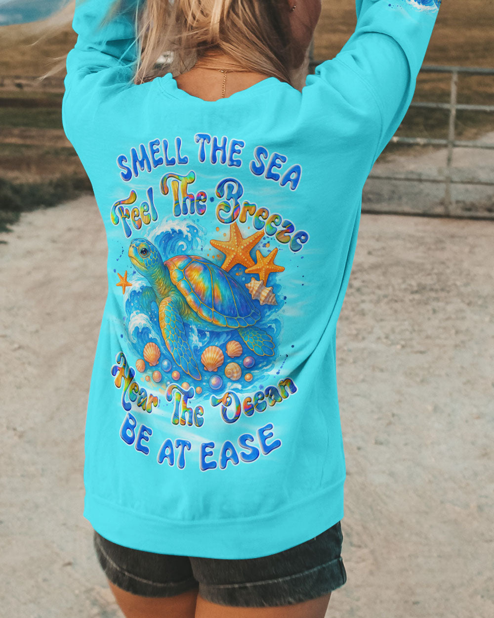 BLISSCORNERS SMELL THE SEA FEEL THE BREEZE TURTLE ALL OVER PRINT