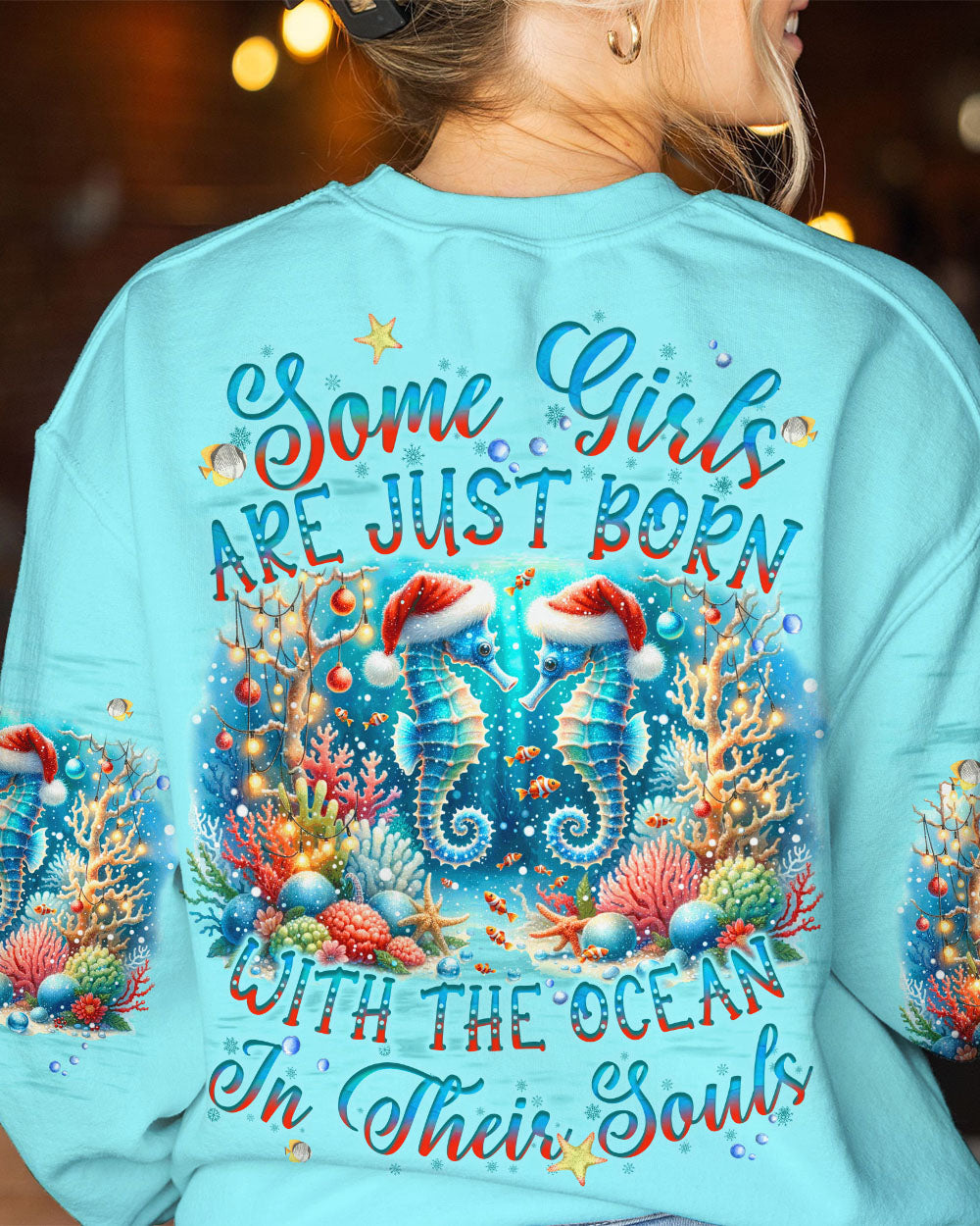 BLISSCORNERS SOME GIRLS ARE JUST BORN SEAHORSE CHRISTMAS ALL OVER PRINT