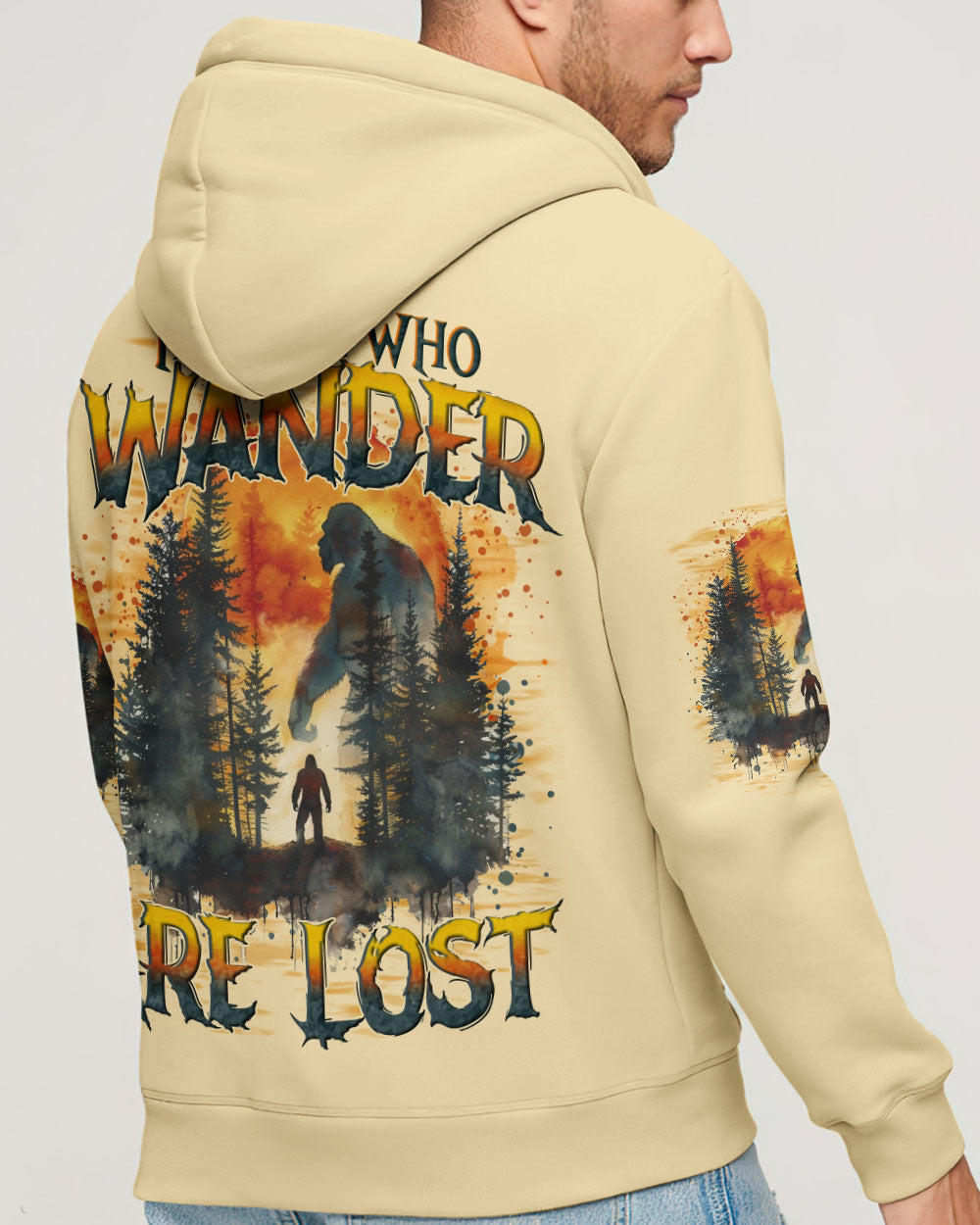 BLISSCORNERS NOT ALL WHO WANDER ARE LOST BIGFOOT ALL OVER PRINT