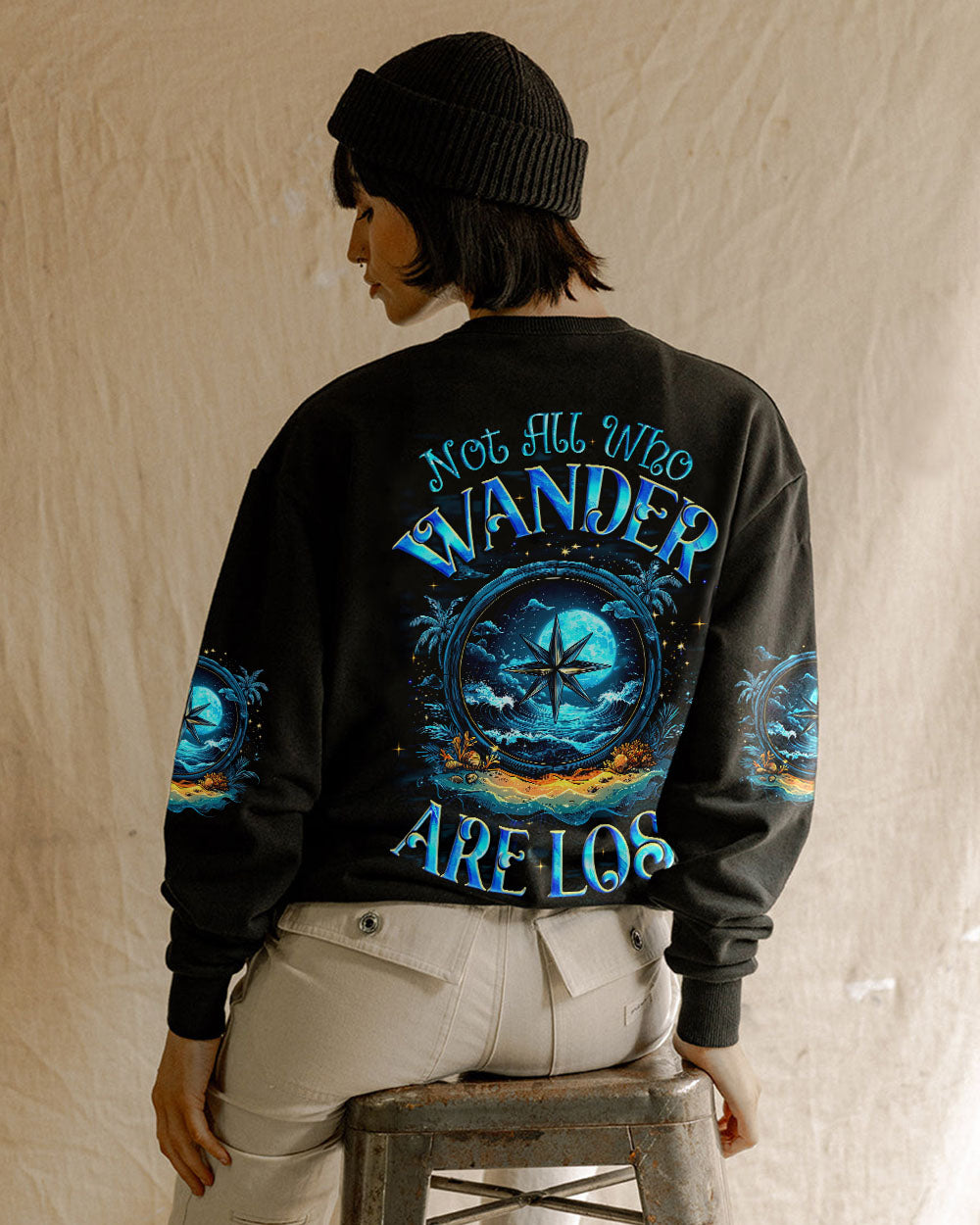 BLISSCORNERS NOT ALL WHO WANDER ARE LOST COMPASS ALL OVER PRINT