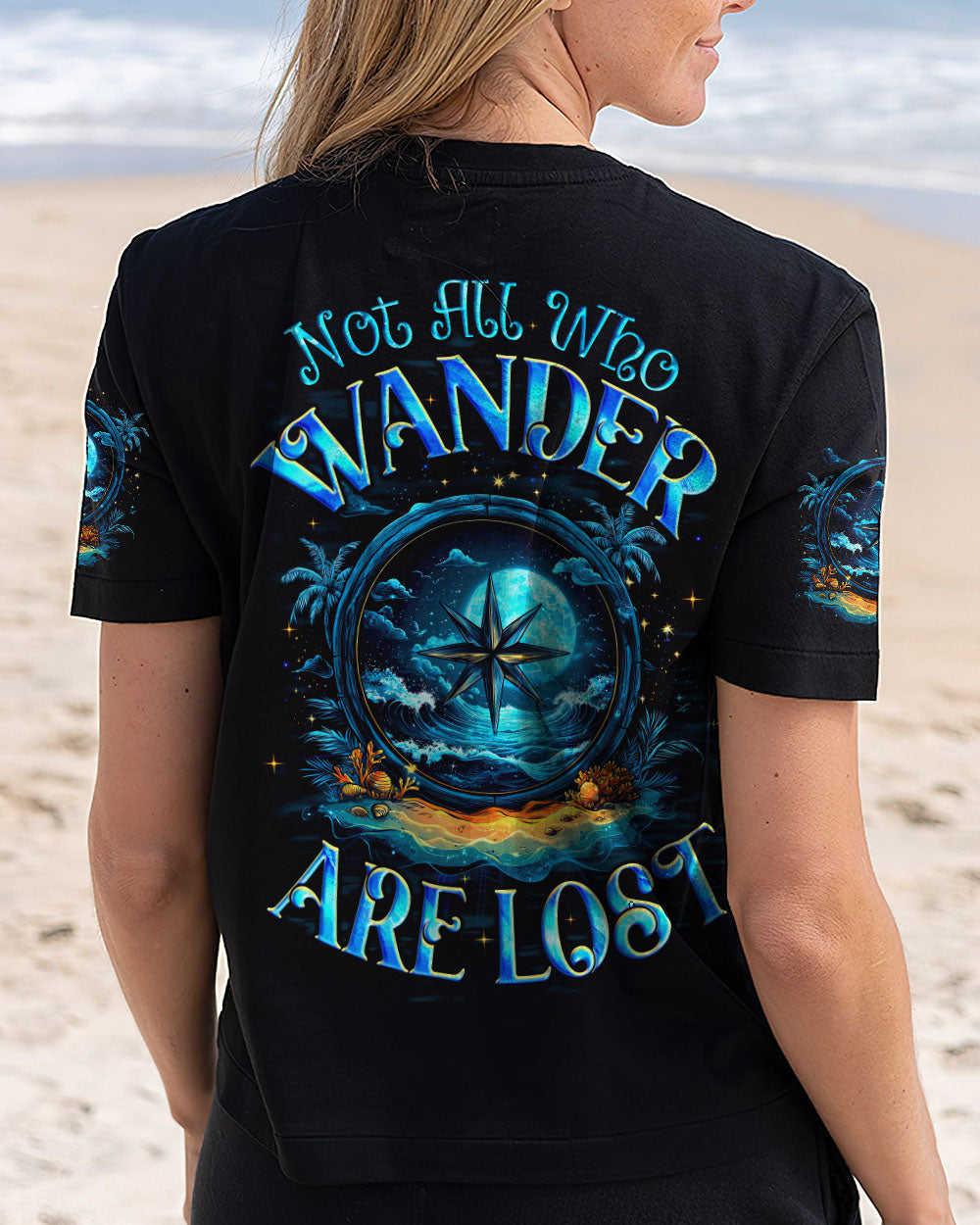 BLISSCORNERS NOT ALL WHO WANDER ARE LOST COMPASS ALL OVER PRINT