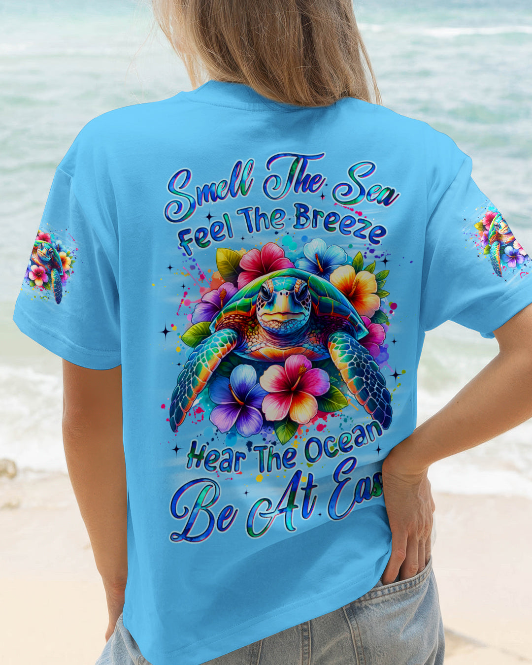 BLISSCORNERS SMELL THE SEA FEEL THE BREEZE TURTLE ALL OVER PRINT