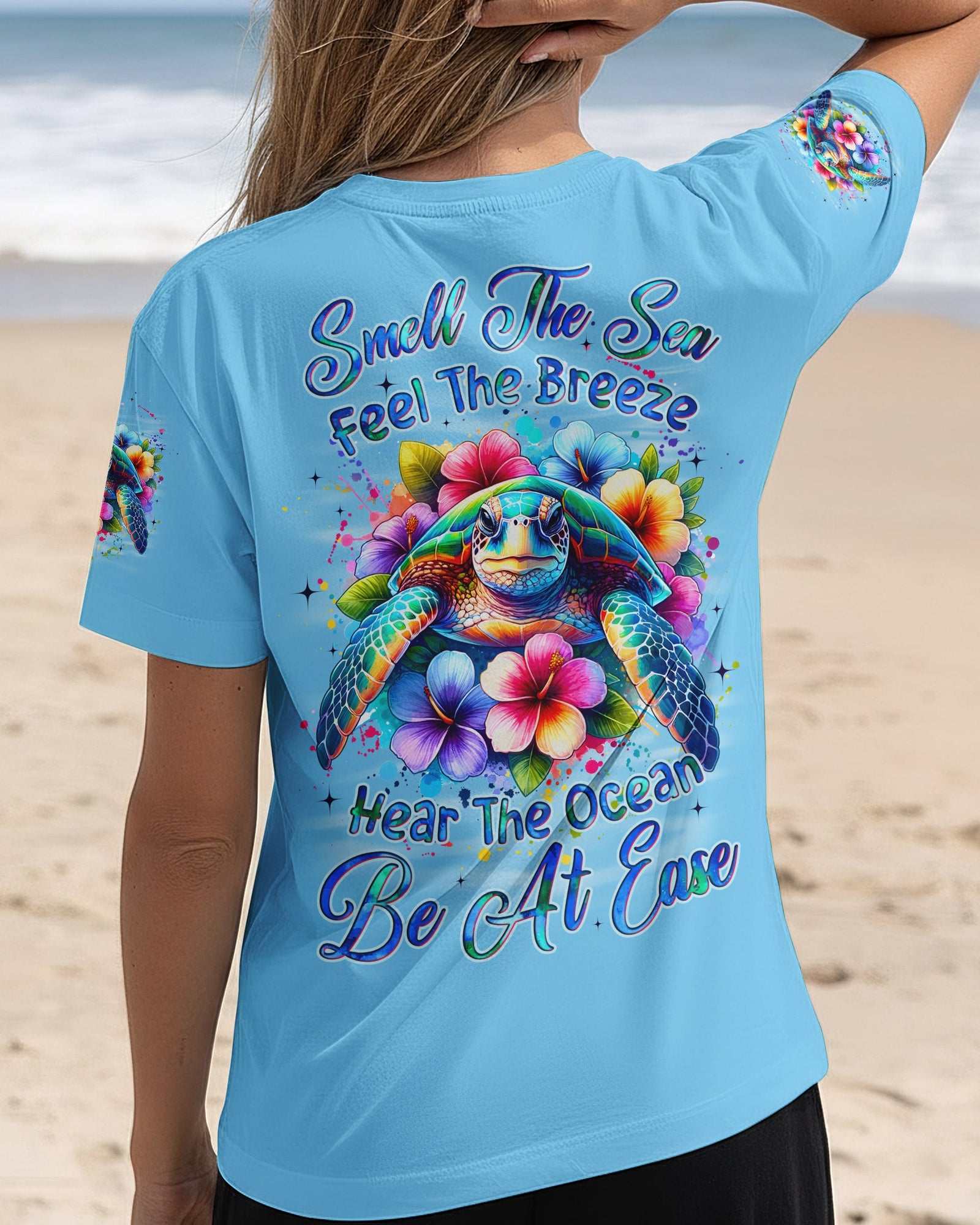 BLISSCORNERS SMELL THE SEA FEEL THE BREEZE TURTLE ALL OVER PRINT