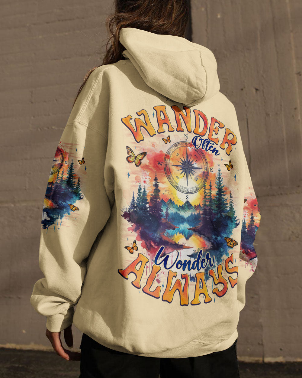 BLISSCORNERS WANDER OFTEN WONDER ALWAYS COMPASS ALL OVER PRINT