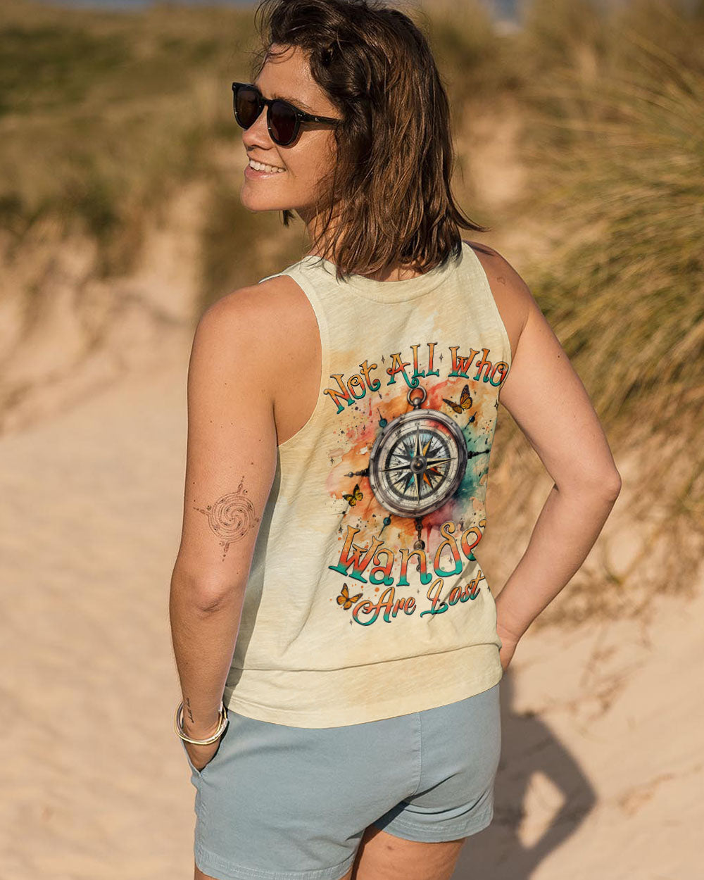 BLISSCORNERS NOT ALL WHO WANDER ARE LOST COMPASS ALL OVER PRINT