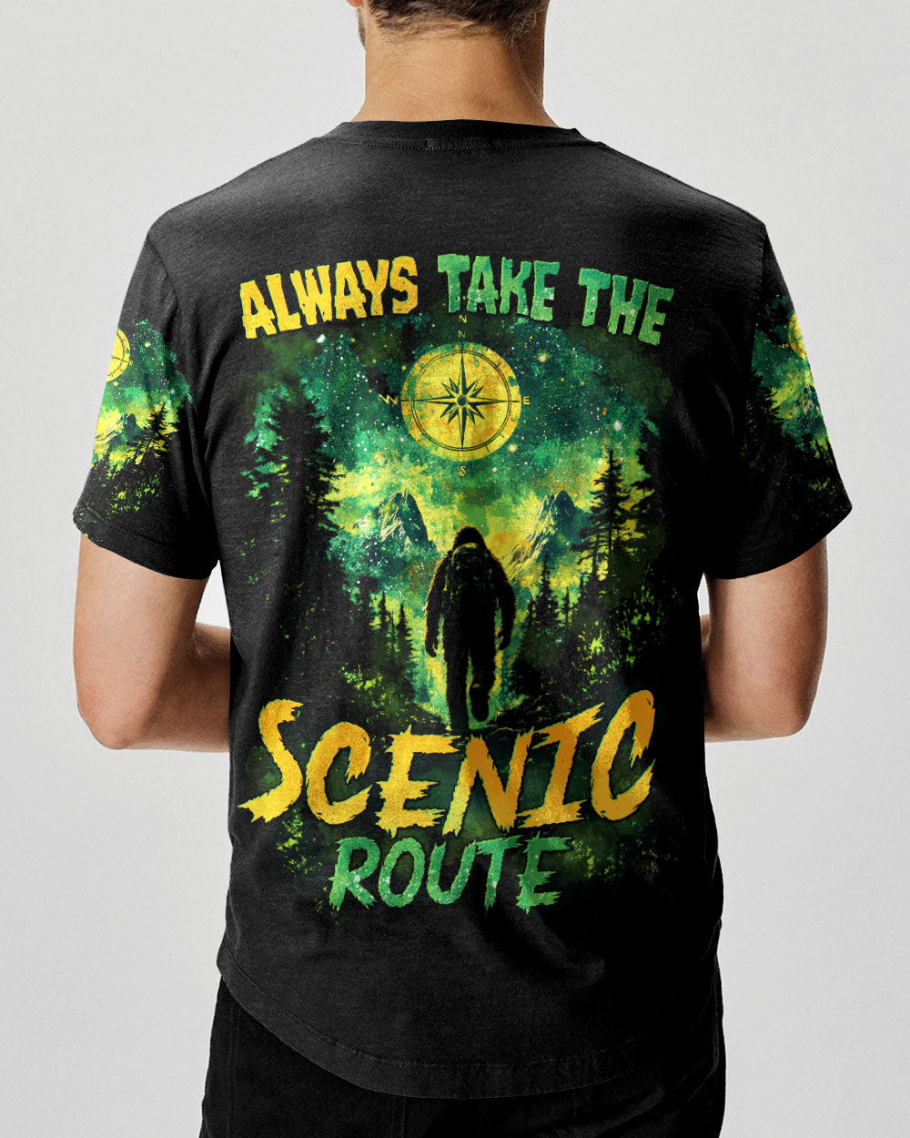 BLISSCORNERS ALWAYS TAKE THE SCENIC ROUTE BIGFOOT ALL OVER PRINT